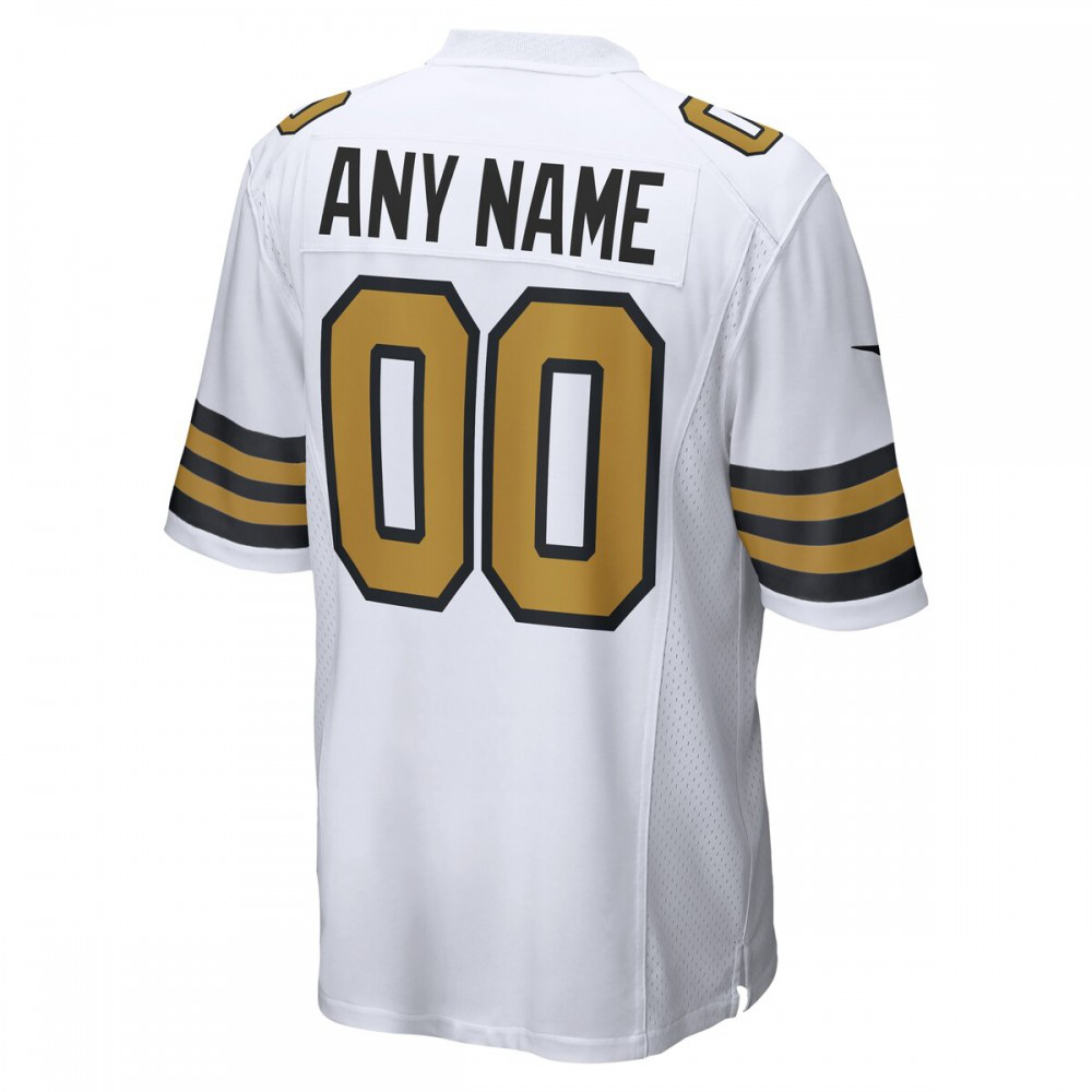 New Orleans Saints Nike Alternate Custom Game Jersey - White-GridironStore